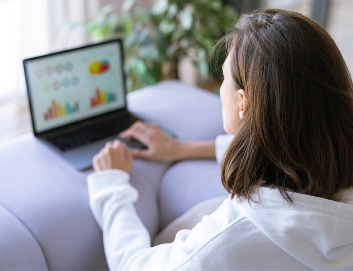 Business woman analysing data
